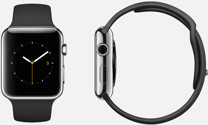 TKN - Apple Watch Sport version with black leather strap